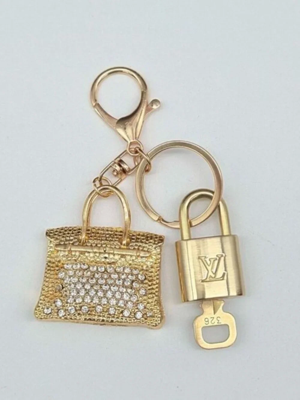 Louis Vuitton Gold Padlock 🔒 Key Set Authentic LV w/ Unbranded Bag Keychain